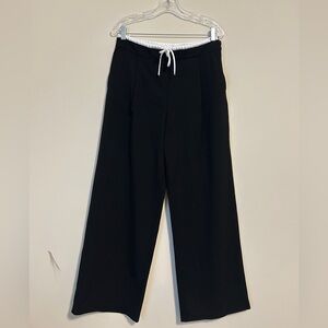 Zara Black Double Waist Wide Leg Pants